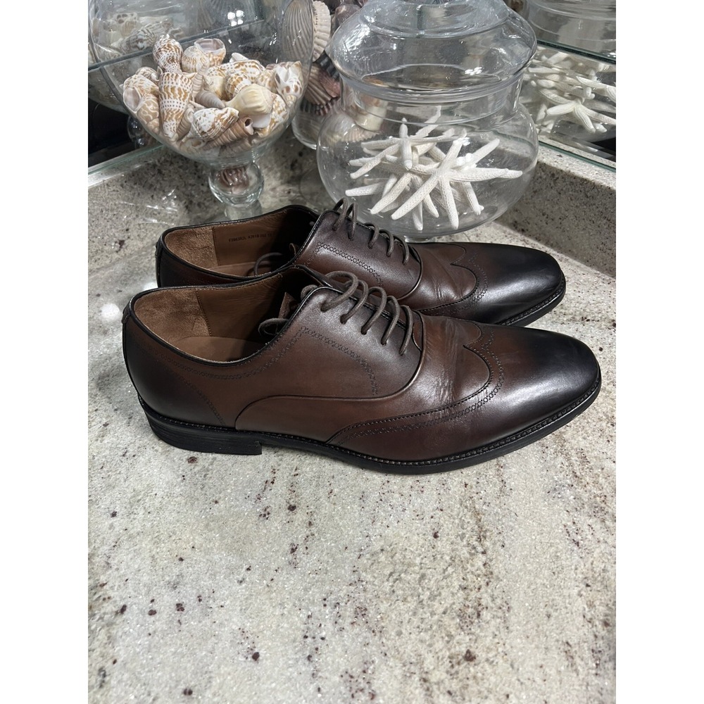 John Varvatos Luxe Brown Tan Wingtip Burnished Toe Oxford Mens 10 F2863R2L